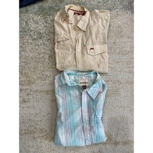 Simms Shirts (2) Mens Large Plaid Long & Short Sleeve Performance Fish Button Up